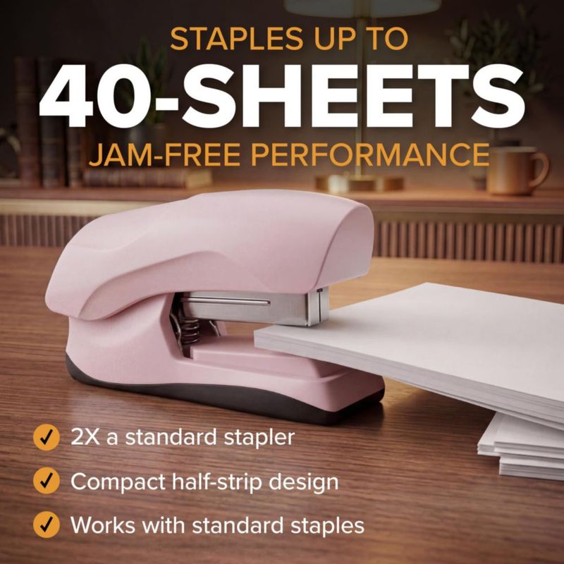 Grapadora Bostitch de 40 Hojas Sin Atasco Rosa