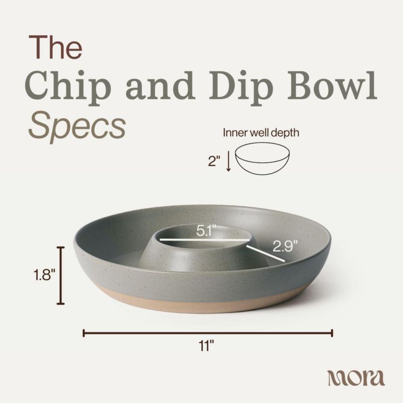 Tazón para chips y dip MORA cerámica color pimienta – tamaño grande