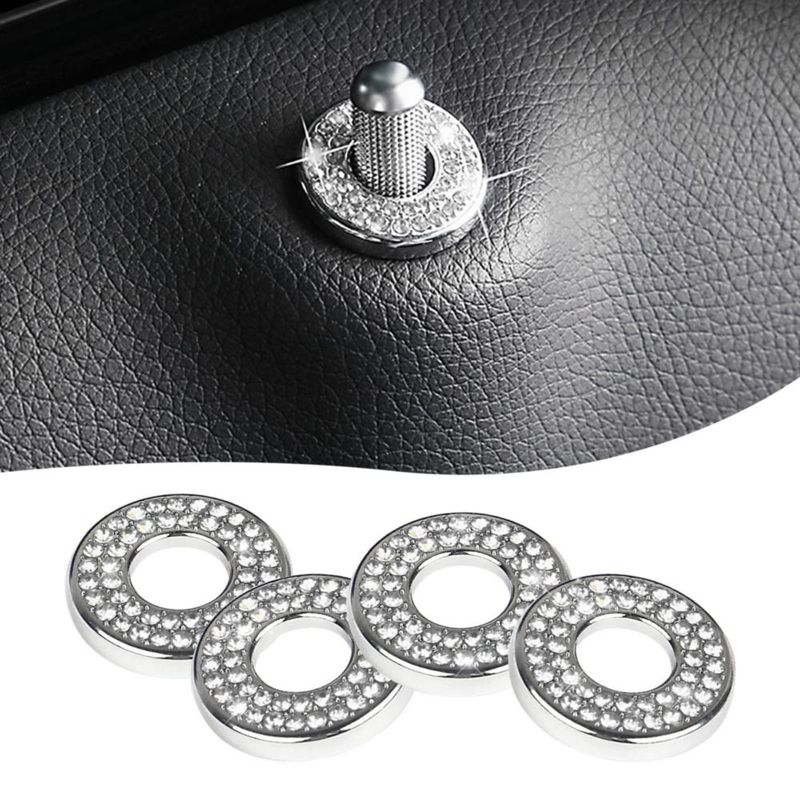 Cubierta para cerradura de puerta Sodcay - Pack de 4 con strass blanco