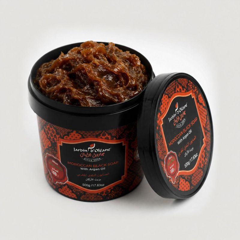 Jabón Negro Marroquí Jardin Oleane 500 g con Aceite de Argán