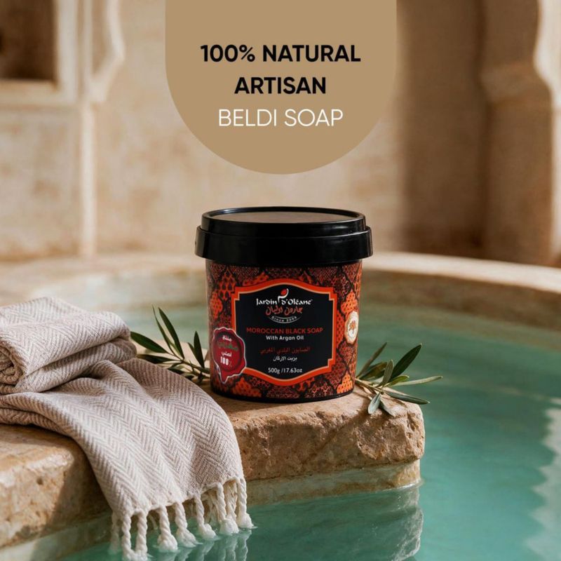 Jabón Negro Marroquí Jardin Oleane 500 g con Aceite de Argán
