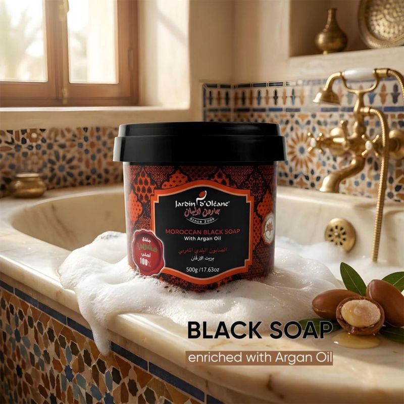 Jabón Negro Marroquí Jardin Oleane 500 g con Aceite de Argán