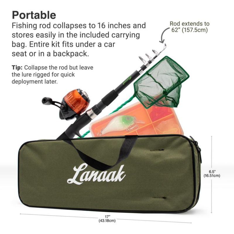 Caña de Pescar Lanaak 120 cm para Niños Principiantes – Kit de Aparejos
