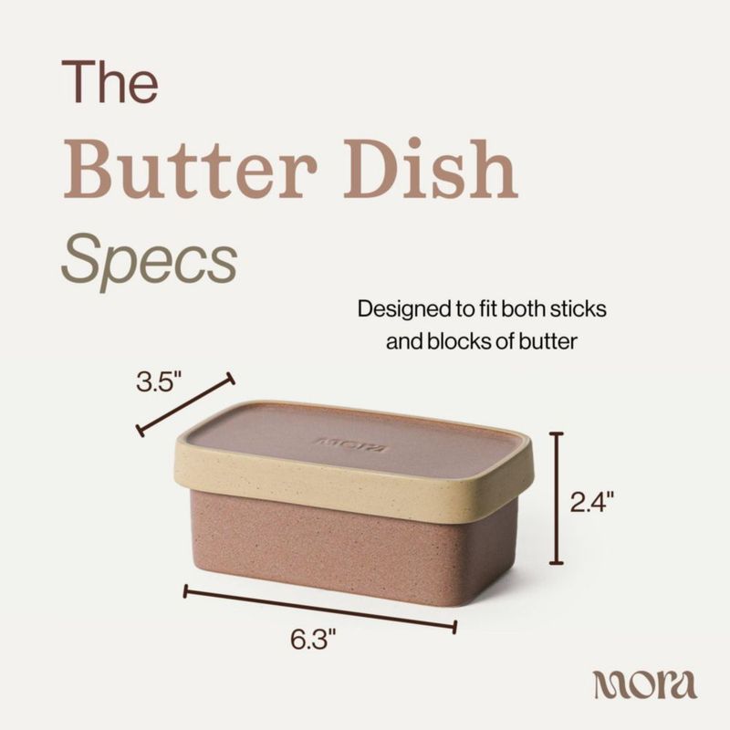 MORA Plato de Mantequilla Cerámico Dos en Uno Terracota Tostada