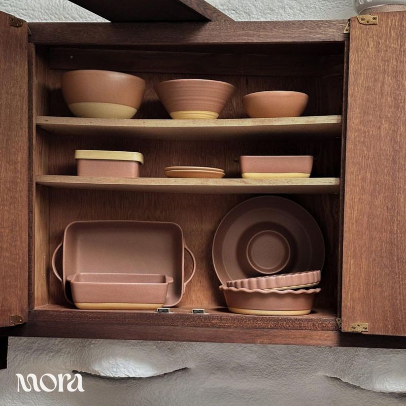 MORA Plato de Mantequilla Cerámico Dos en Uno Terracota Tostada