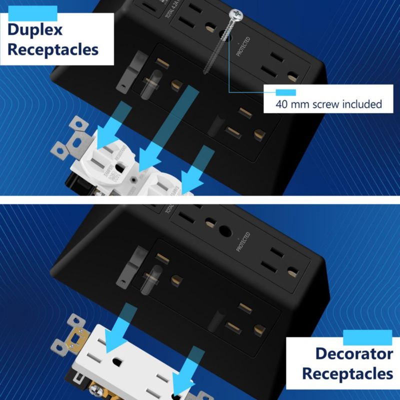 Protector contra Sobretensiones LIDER de 6 tomacorrientes 20W 1500 Julios Negro
