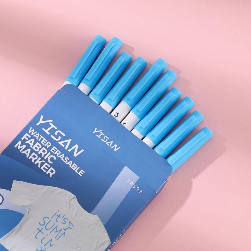 Marcadores de tela borrables YISAN azul – paquete de 10