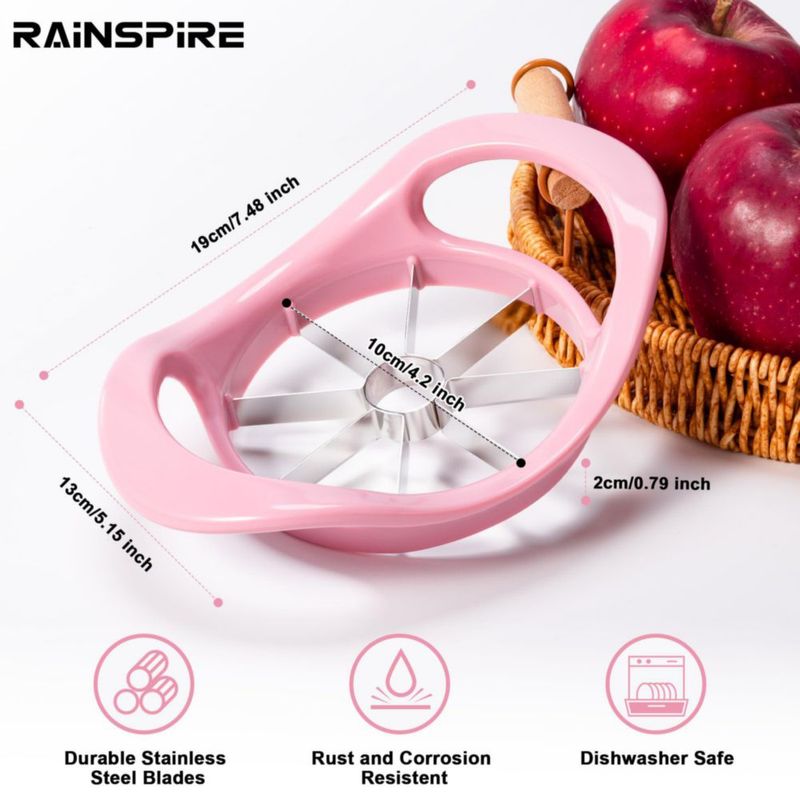Cortador de Manzanas Rainspire 8 Cuchillas Acero Inoxidable Rosa