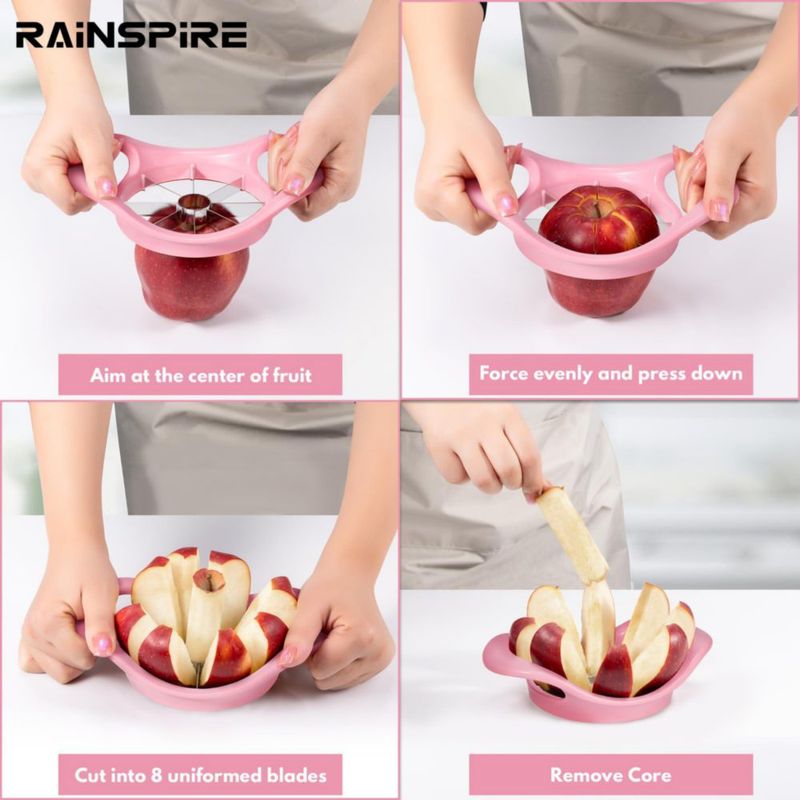 Cortador de Manzanas Rainspire 8 Cuchillas Acero Inoxidable Rosa