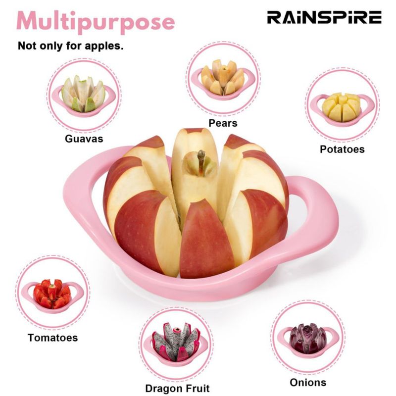 Cortador de Manzanas Rainspire 8 Cuchillas Acero Inoxidable Rosa