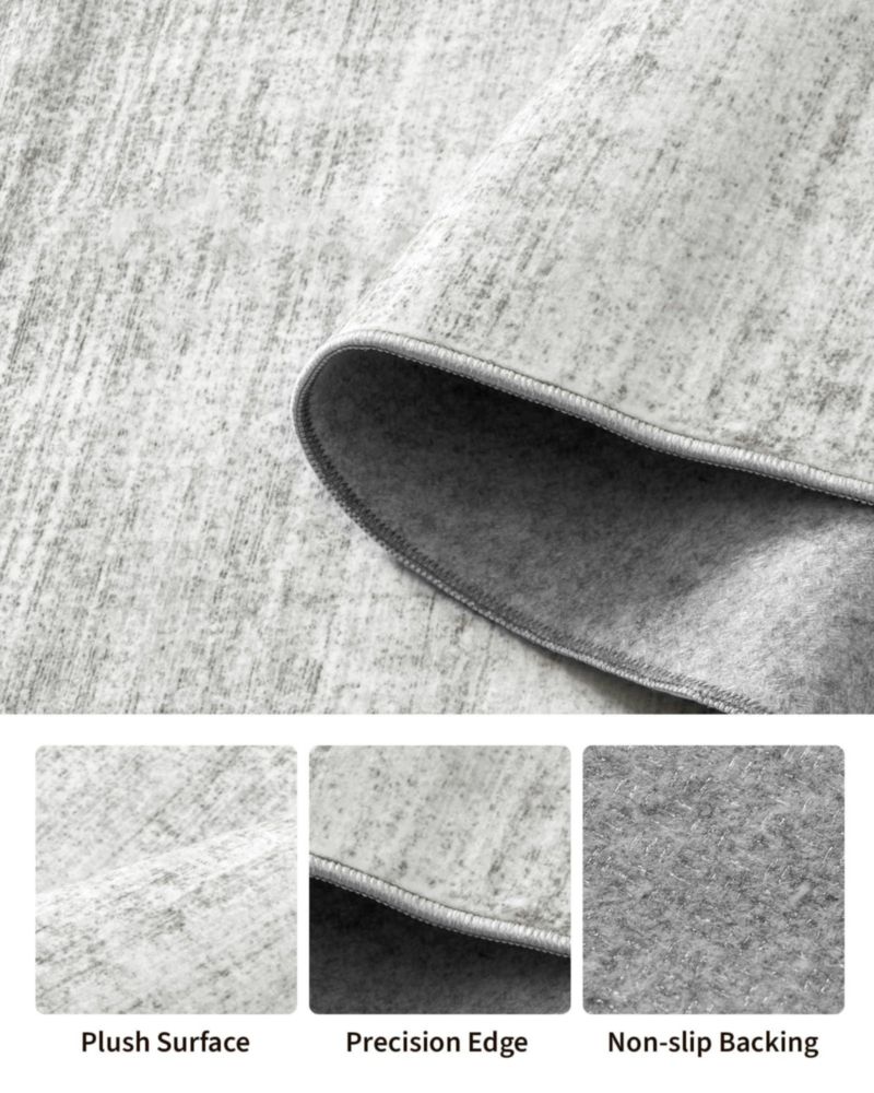 Alfombra de corredor Art&Tuft 3 × 366 cm lavable antideslizante gris