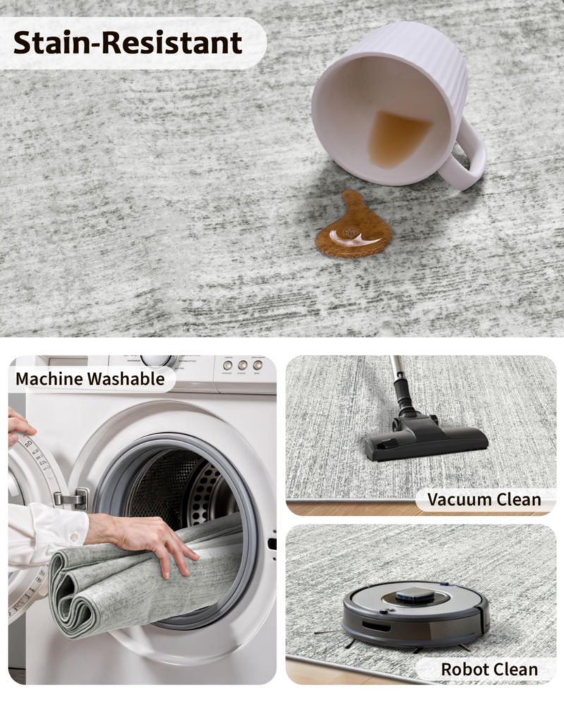 Alfombra de corredor Art&Tuft 3 × 366 cm lavable antideslizante gris