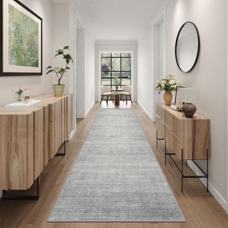 Alfombra de corredor Art&Tuft 3 × 366 cm lavable antideslizante gris