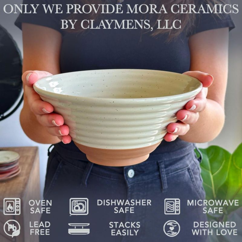 Juego de tazones para ramen MORA 2x45 oz aptos para microondas tono neutro