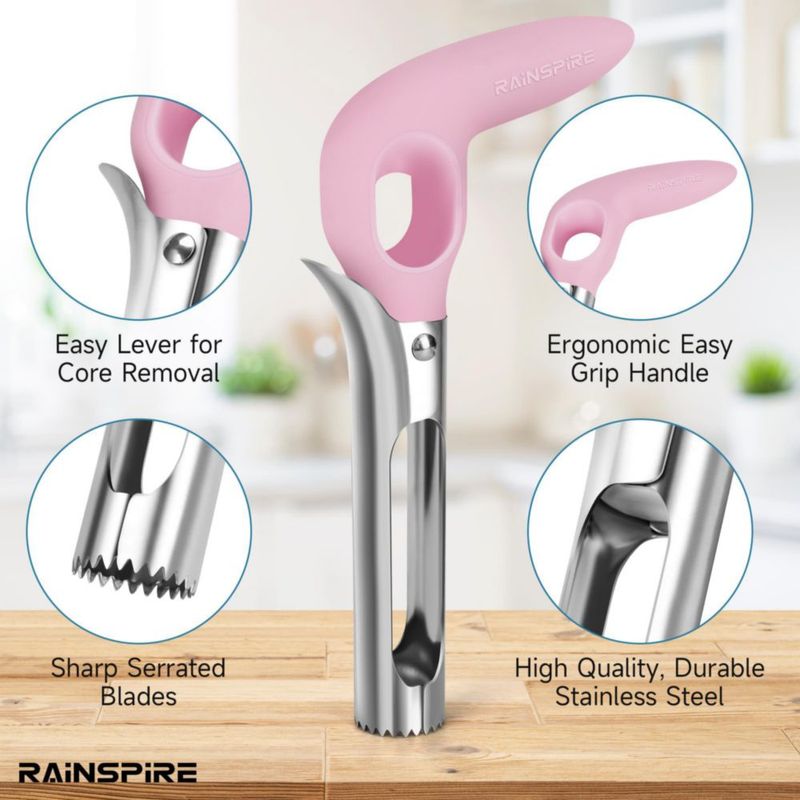 Descorazonador de Manzanas Rainspire Acero Inoxidable Rosa Apto para Lavavajillas