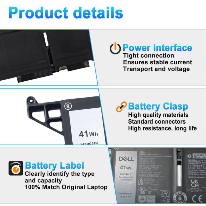 Batería BOWEIRUI M69D0 41Wh 11.25V para Dell Precision