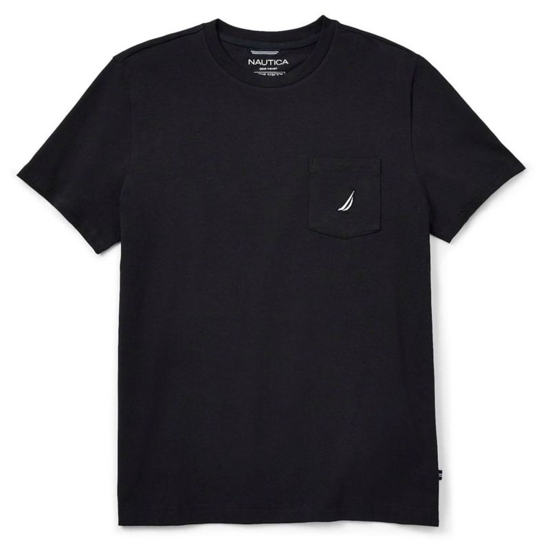 Camiseta Nautica 5X Grande Alto Negra de Cuello Redondo
