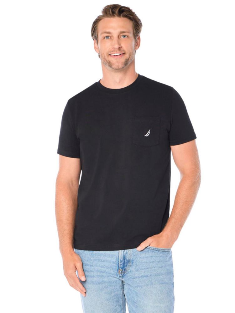 Camiseta Nautica 5X Grande Alto Negra de Cuello Redondo
