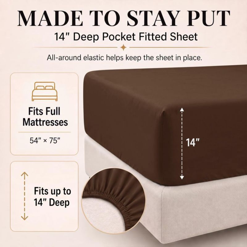 Juego de Cama CozyLux Tamaño Completo 7 piezas Marrón Microfibra