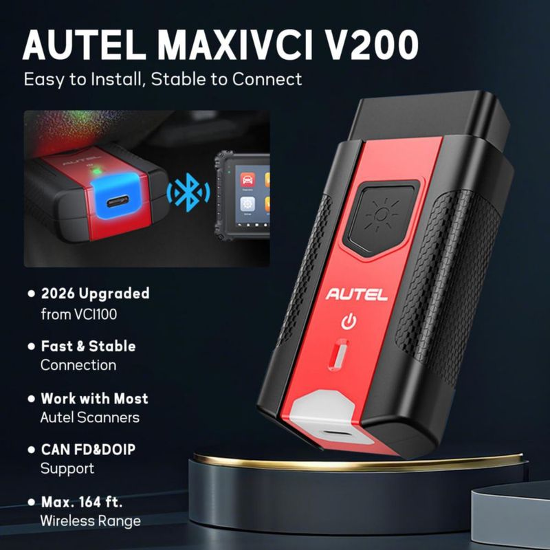 Escáner OBD2 Autel MaxiVCI V200 Inalámbrico Bluetooth CAN FD