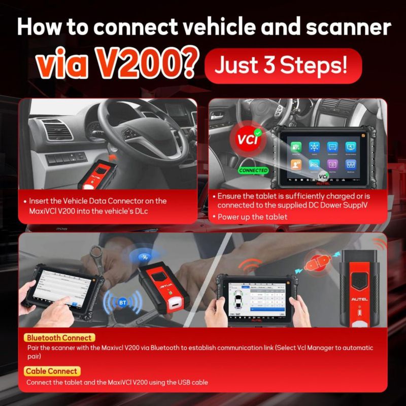 Escáner OBD2 Autel MaxiVCI V200 Inalámbrico Bluetooth CAN FD