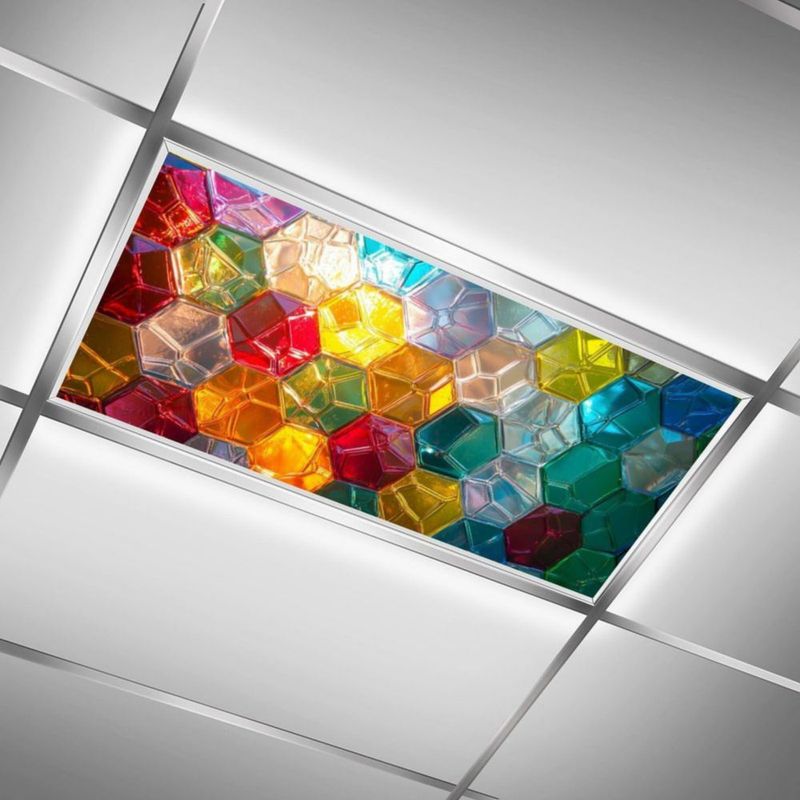 Cubiertas de luz MECVU 122x61 cm Juego de 2 con geometría colorida