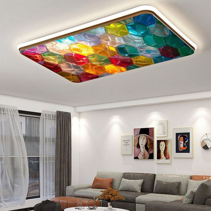 Cubiertas de luz MECVU 122x61 cm Juego de 2 con geometría colorida