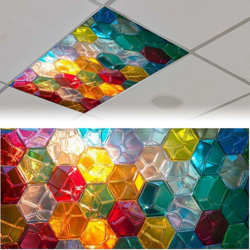 Cubiertas de luz MECVU 122x61 cm Juego de 2 con geometría colorida