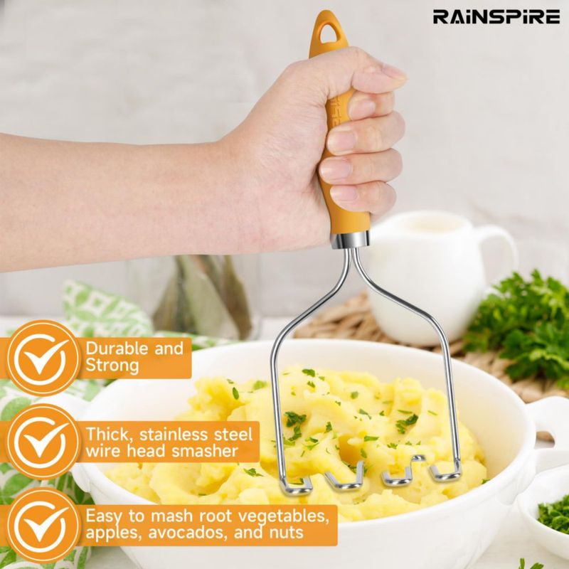Prensador de alimentos Rainspire de acero inoxidable color naranja