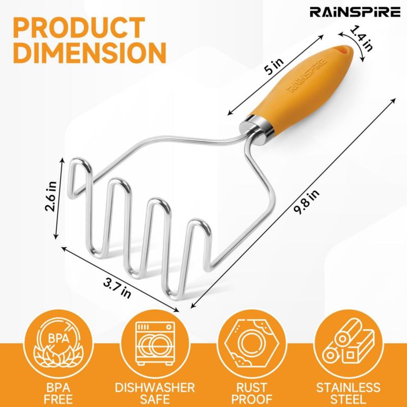 Prensador de alimentos Rainspire de acero inoxidable color naranja