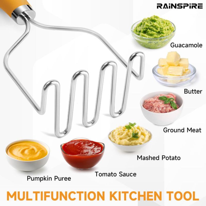 Prensador de alimentos Rainspire de acero inoxidable color naranja