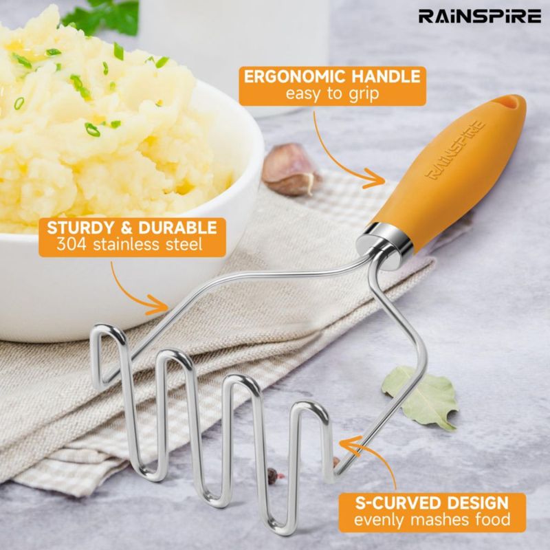 Prensador de alimentos Rainspire de acero inoxidable color naranja