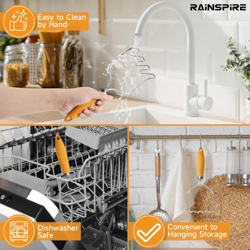 Prensador de alimentos Rainspire de acero inoxidable color naranja