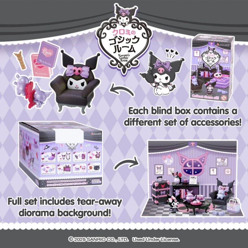Figurita Hamee Re‑Ment Sanrio Kuromi – Habitación Gótica (1 pieza)