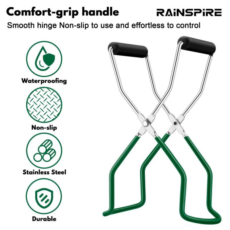 Elevador de Frascos de Conserva Rainspire 22 cm Acero Inoxidable con Mango Verde