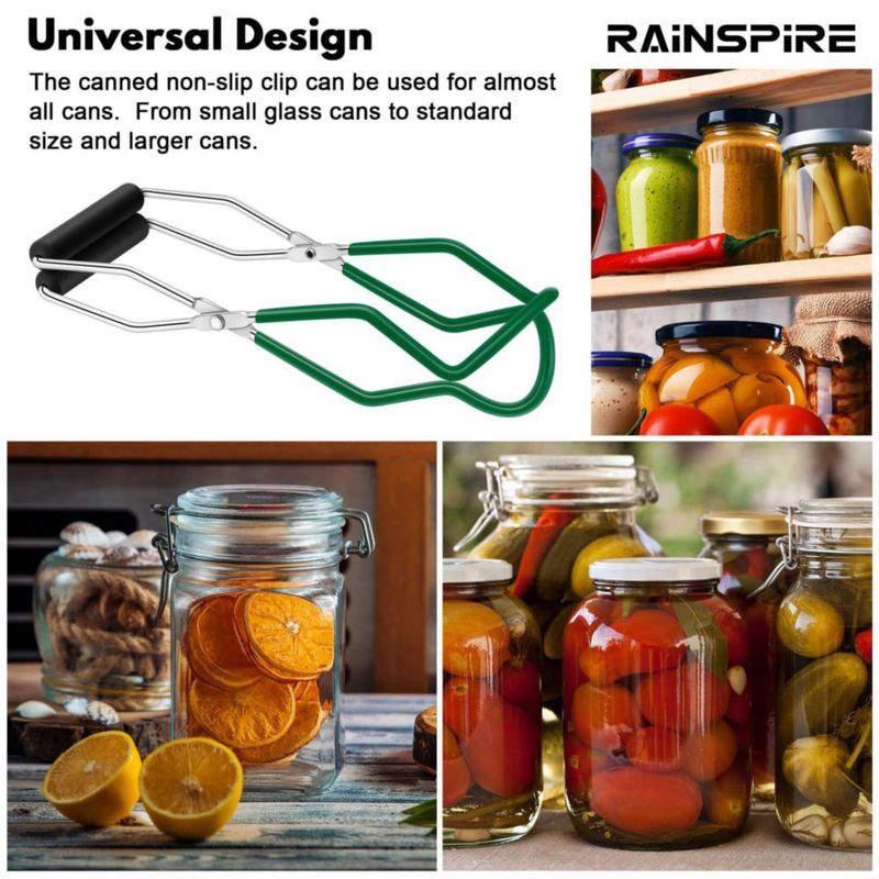 Elevador de Frascos de Conserva Rainspire 22 cm Acero Inoxidable con Mango Verde