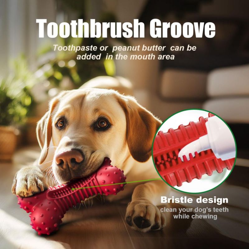 Juguete para perros Ouilter de caucho duradero con sabor a bacon – rojo