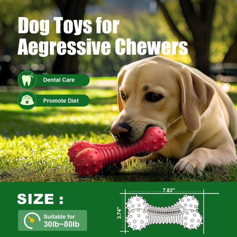 Juguete para perros Ouilter de caucho duradero con sabor a bacon – rojo