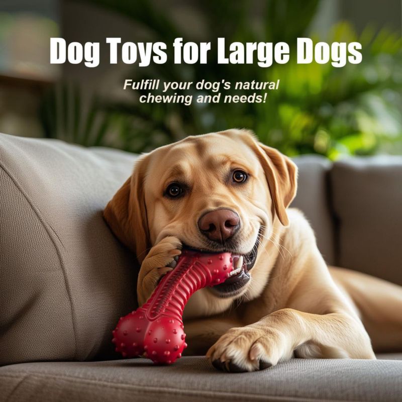 Juguete para perros Ouilter de caucho duradero con sabor a bacon – rojo