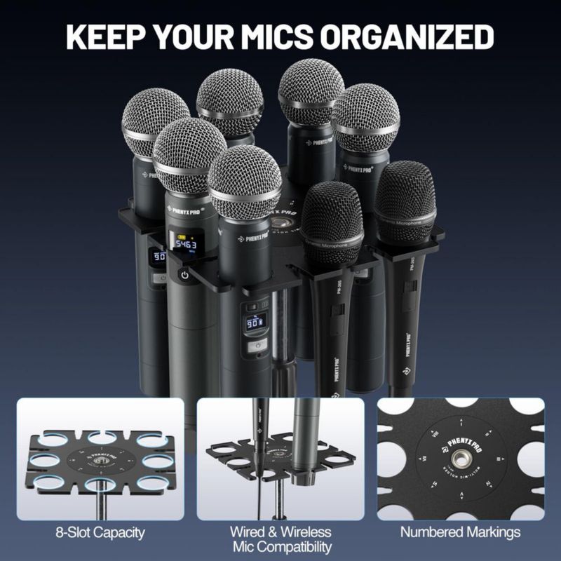 Soporte para Micrófono Phenyx Pro de 8 Ranuras 3/8"-5/8"