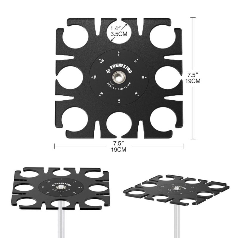 Soporte para Micrófono Phenyx Pro de 8 Ranuras 3/8"-5/8"