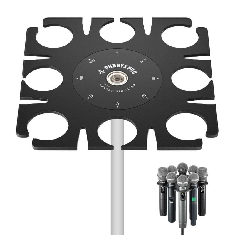 Soporte para Micrófono Phenyx Pro de 8 Ranuras 3/8"-5/8"