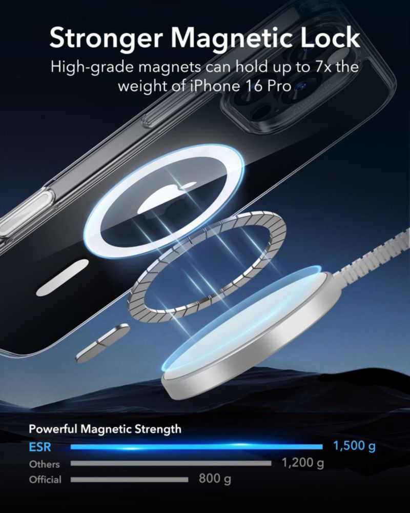 Funda ESR para iPhone 16 Pro MagSafe a prueba de golpes transparente