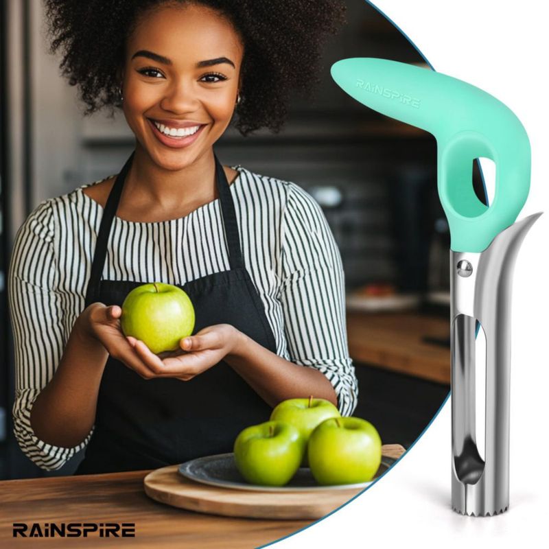 Descorazonador de Manzanas Rainspire Acero Inoxidable con Mango Verde Menta