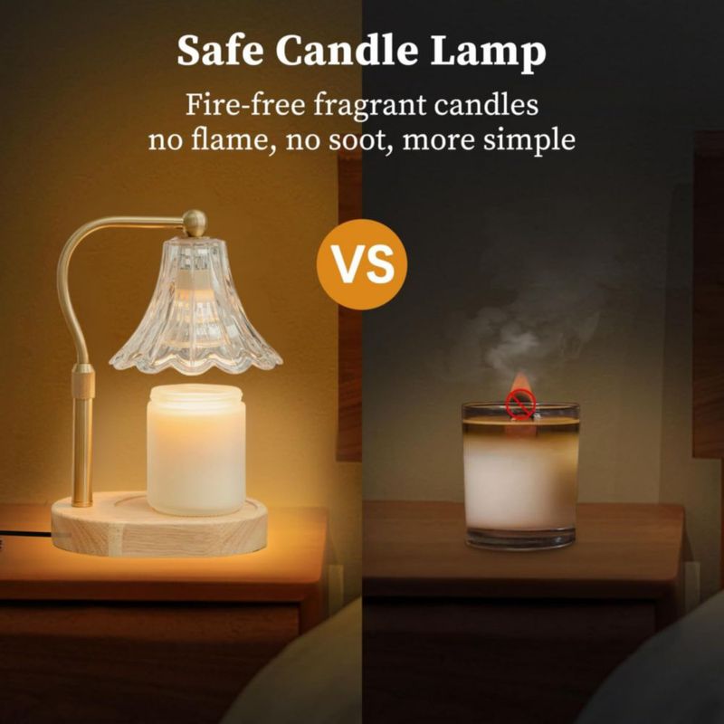 Lámpara Calentadora de Velas Lumenblush con Temporizador Regulable y Acabado en Roble
