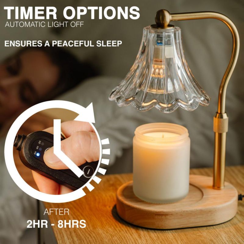 Lámpara Calentadora de Velas Lumenblush con Temporizador Regulable y Acabado en Roble