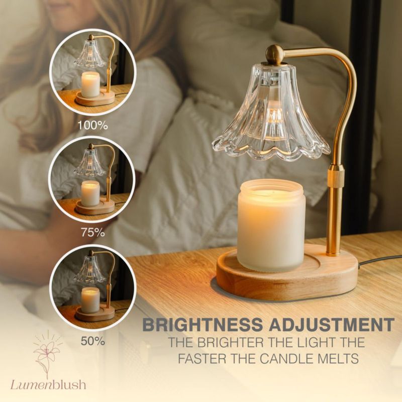 Lámpara Calentadora de Velas Lumenblush con Temporizador Regulable y Acabado en Roble