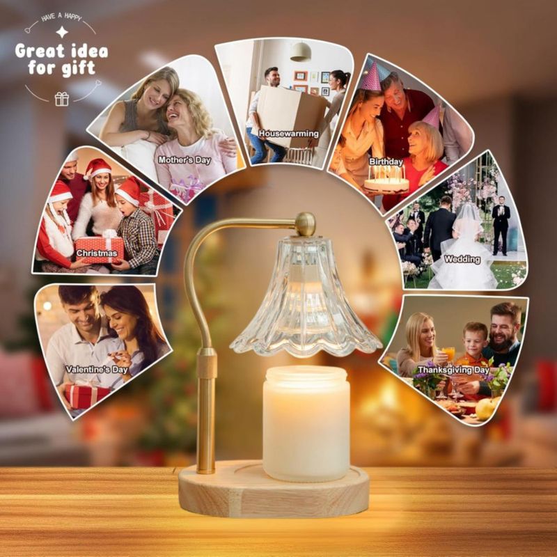 Lámpara Calentadora de Velas Lumenblush con Temporizador Regulable y Acabado en Roble