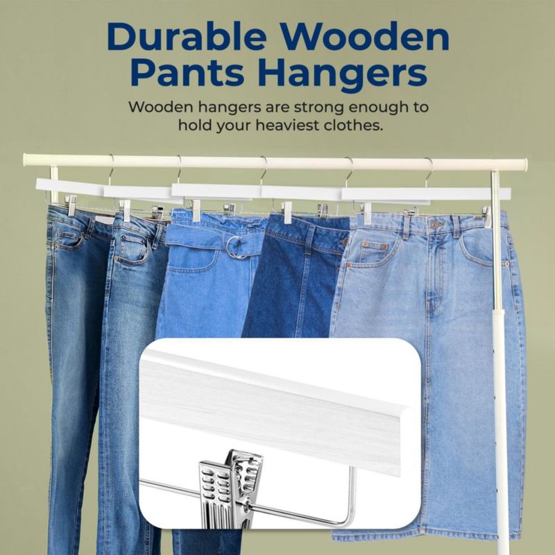 Percheros para pantalones SereneLife 36 cm paquete de 10 en madera blanca