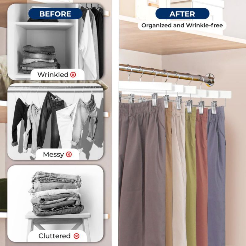 Percheros para pantalones SereneLife 36 cm paquete de 10 en madera blanca